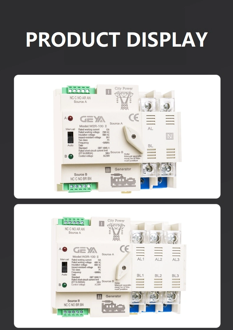 Geya W2r-110V-3p Electric Residential Transfer Geya 3 Phase Automatic Changeover Generator Switch