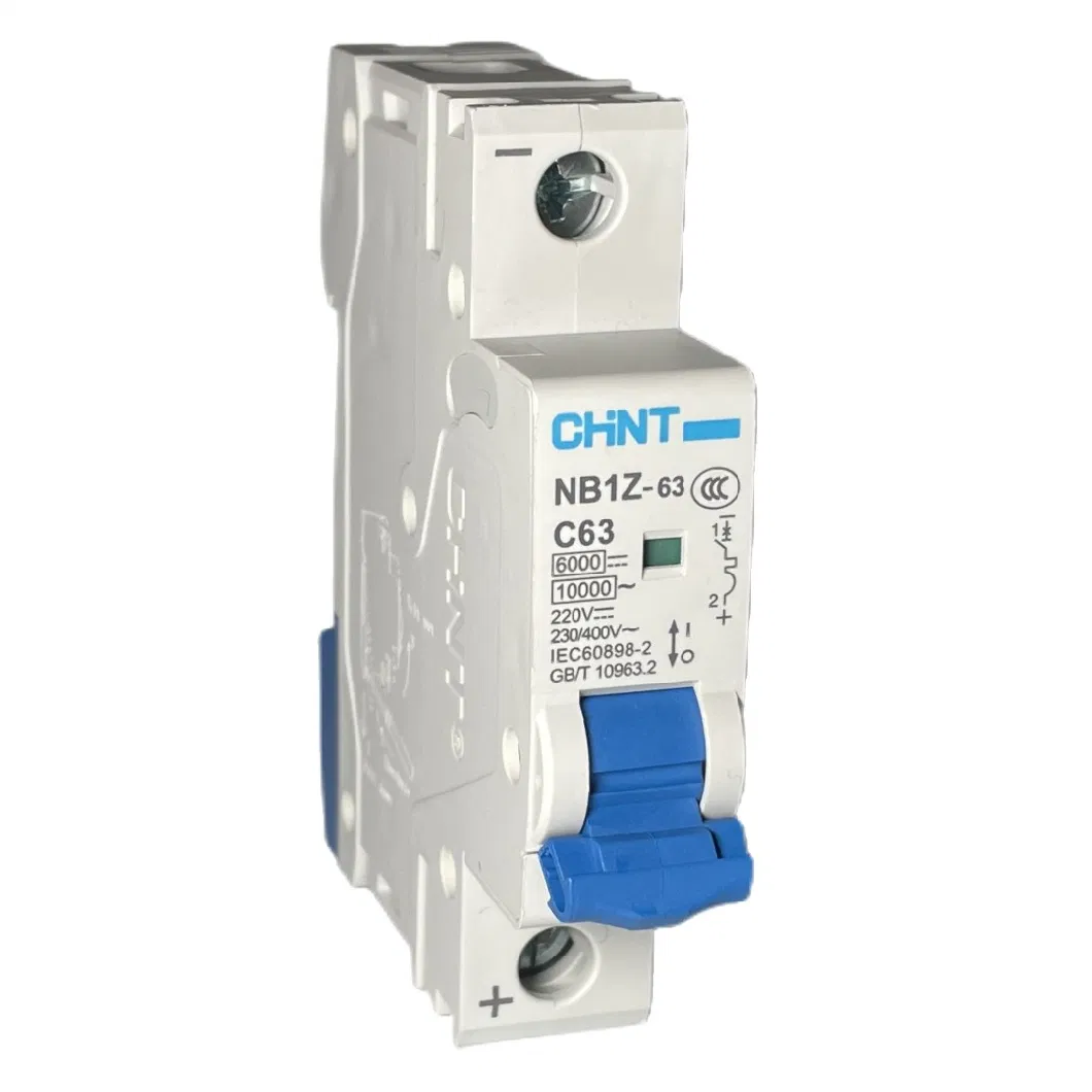 Chint Nb1z-63 AC DC MCB 6ka 10ka 1p 2p 1A 2A 3A 4A 6A 10A 16A 20A 25A 32A 40A 50A 63A 12V 24V 48V 60V 110V 220V Chnt DC Mini Circuit Breaker