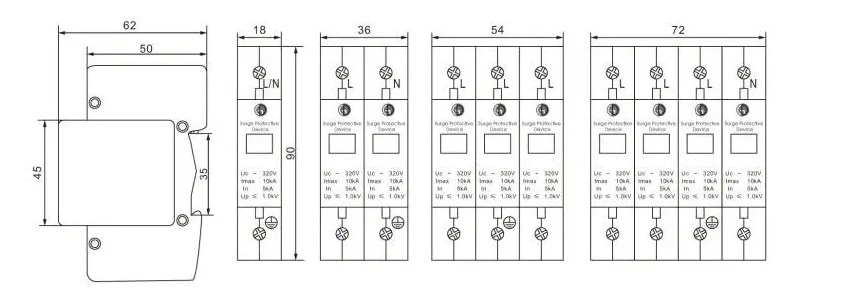 220 V Surge Protector 20ka-80ka 1000VDC 4p DC Surge Protector Protection Device SPD for Solar Energy