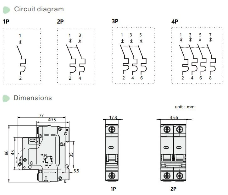 Siron Y00 Electrical Miniature Circuit Breaker Household MCB Circuit Breaker 1p/2p/3p4p AC230V/400V