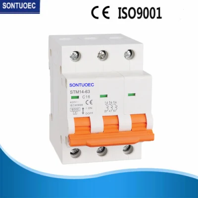  Миниатюрный автоматический выключатель серии Stm14-63 (MCB) DIN-рейка, установка 6ka