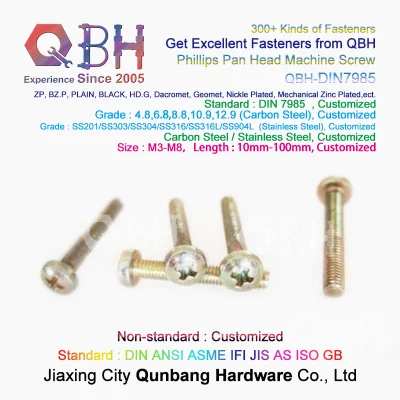  Qbh DIN7985 крестообразная скругленная головка, углеродистая сталь, 1010/1022, по заказу Узел шайбы пружины винта ODM-производителя комплектного оборудования