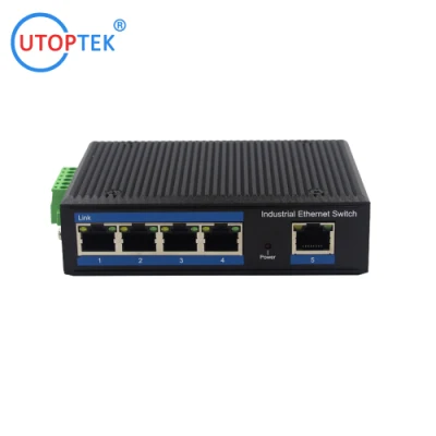  Завод Китая Utoptek Mini Unmanaged DIN Rail Industrial 5 Port Сеть коммутации 10 м