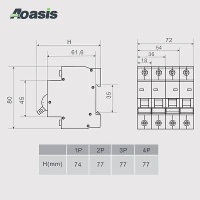 AOasis Aon-63 1p MCB Цена C63 Производитель MCB миниатюрная схема Выключатель MCB