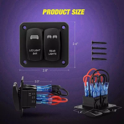DC 12V/24V 6 водонепроницаемый морской катер Караван 2 Gang Rocker Панель переключателей