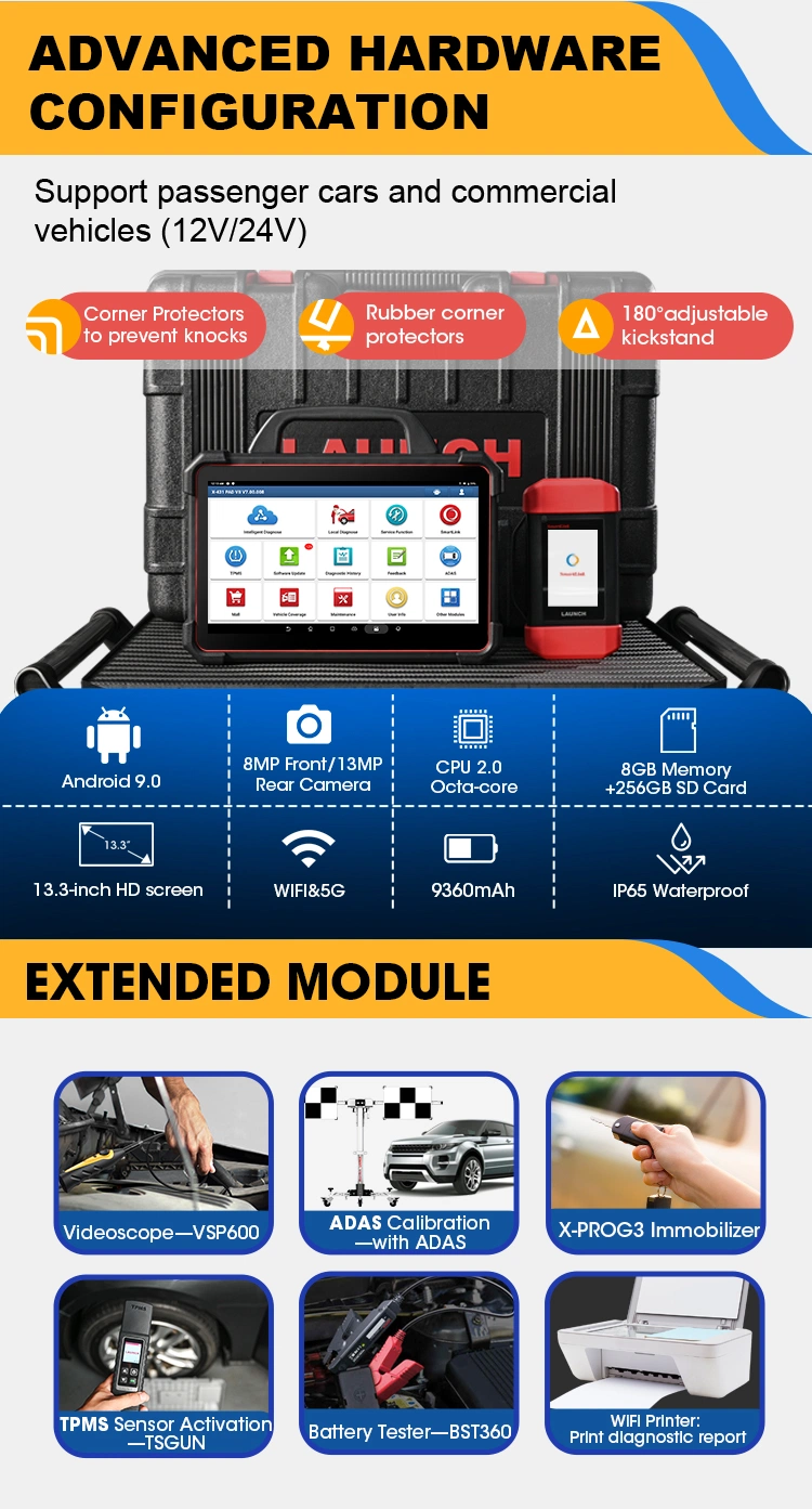 Truck Automotive Tools X431 Pad VII OBD2 Scanner Auto Tools Smart Box Heavy Duty Trucks