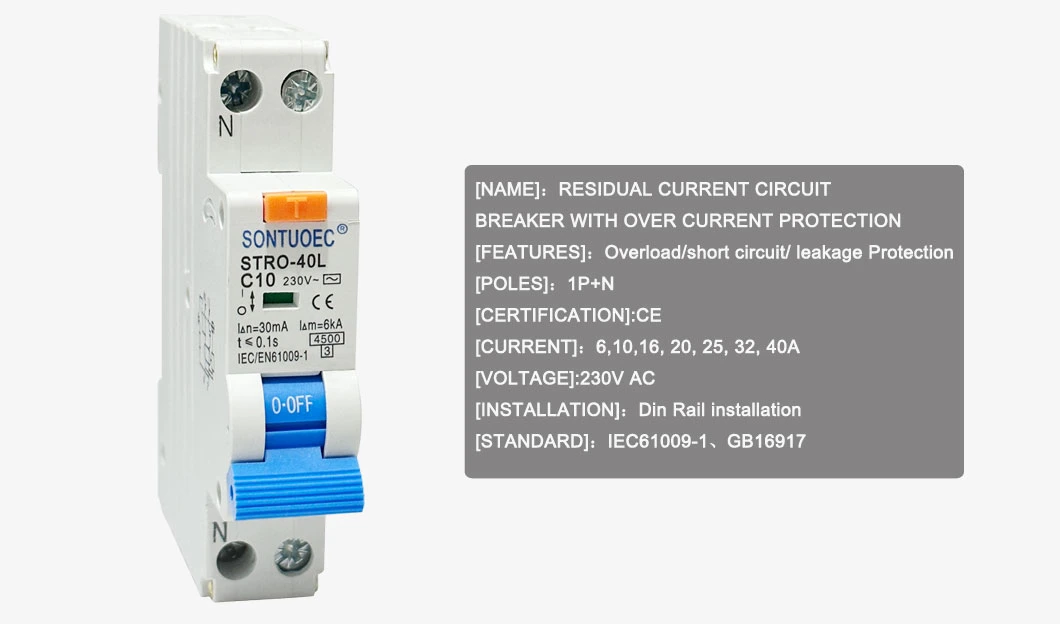 Sontuoec Brand Plug in &amp; DIN Rail Type Circuit Breaker RCBO 1p+N