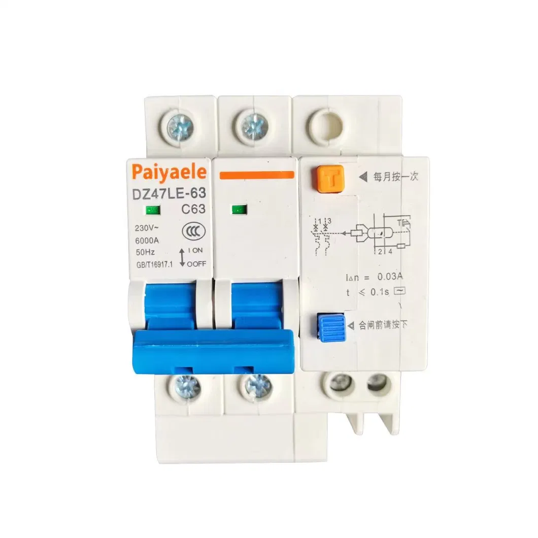 Customized Moulded Case Miniature 2p16A 2p20A 2p25A Residual Current Circuit Breaker