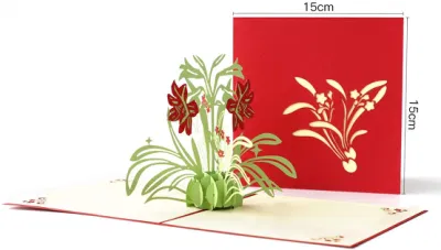 Can Be Customized Red Narcissus Flower Pop up Birthday Card