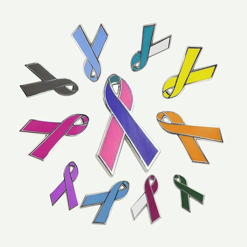 Custom design Jewelry Fashion Brooches Rhinestone Soft Hard Enamel Ribbon Breast Cancer Awareness Medical Brooch Pins