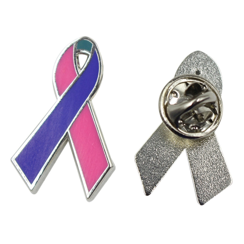 Custom design Jewelry Fashion Brooches Rhinestone Soft Hard Enamel Ribbon Breast Cancer Awareness Medical Brooch Pins