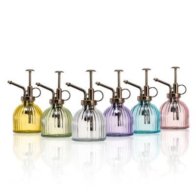 Glass Watering Garden Tool Vintage Style Plant Spritzer Bronze Plastic Top Pump Glass Plant Mister with 200ml Spray Bottle