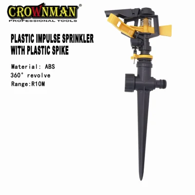 Crownman Garden Tools Impulse Sprinkler with Plastic Spike ABS Material for Irrigation