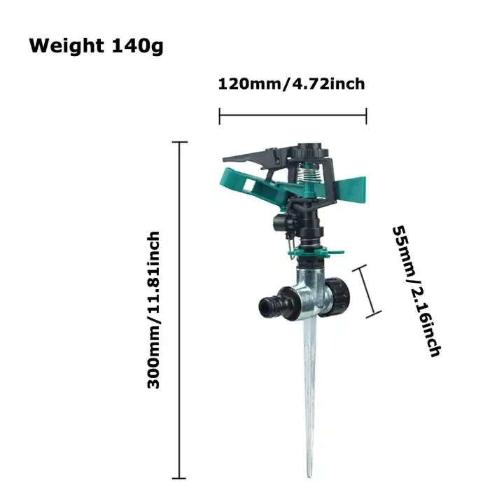 Heavy Duty Metal Impact Sprinkler with 2-Way Znic Spike