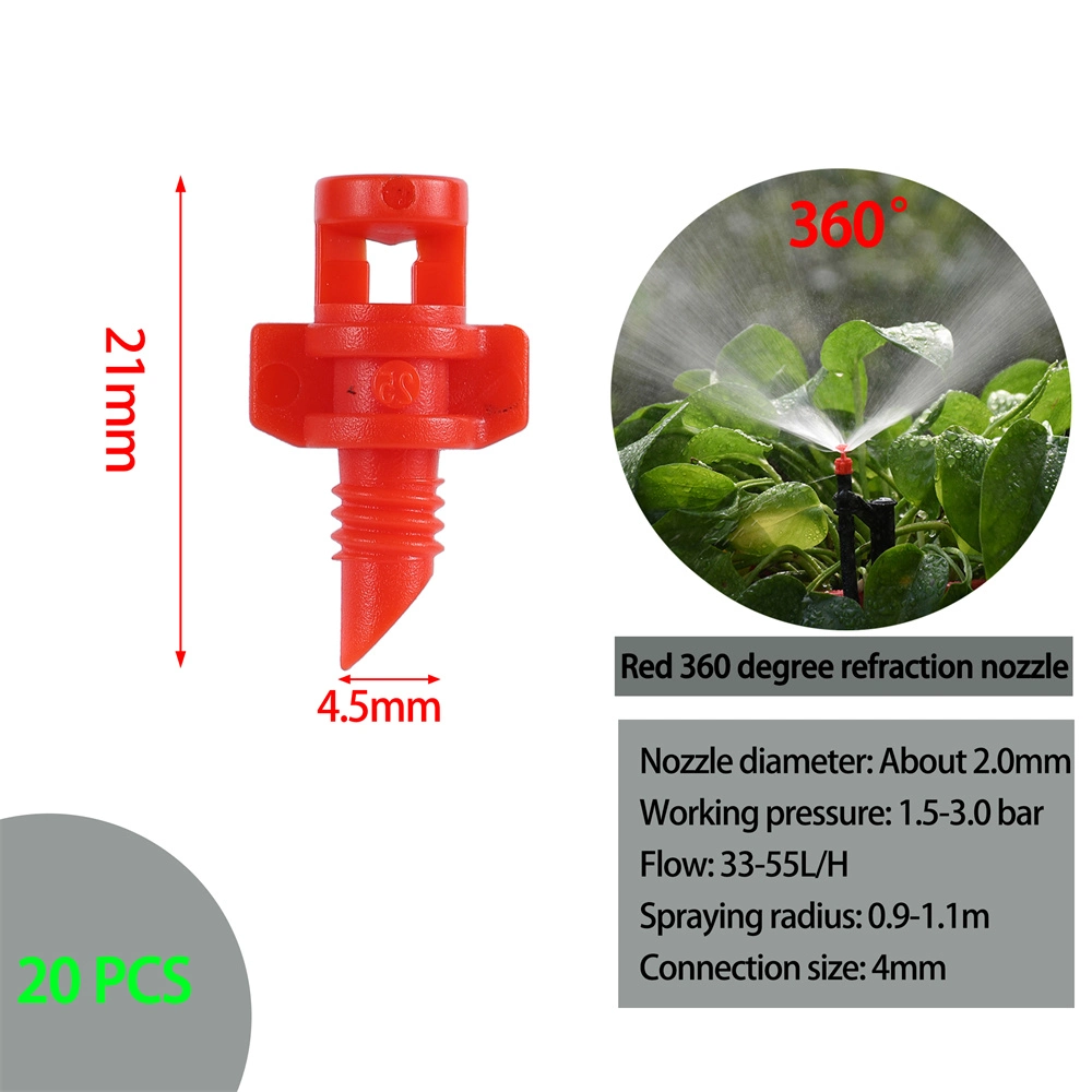 90-360 Degree External Thread 4.5mm Refraction Micro Nozzle Lawn Spray Atomizing Sprinkler Nozzle Irrigation System