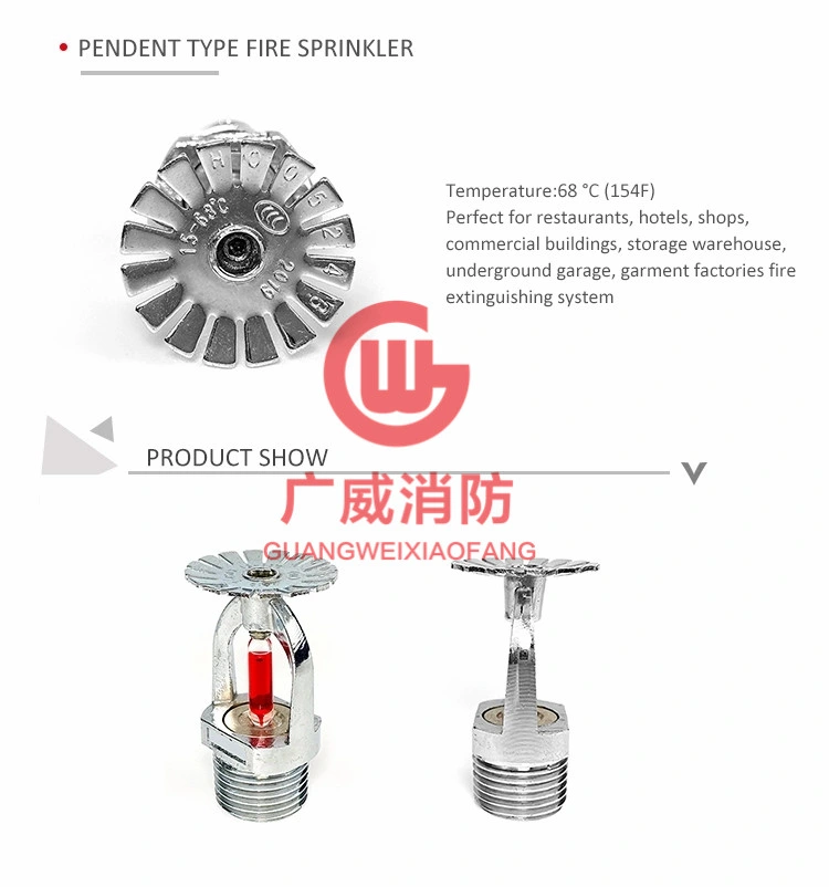 Standard Response 5.0mm Brass Glass Ball Pendent Fire Sprinkler