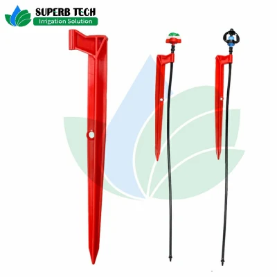  Estaca de plástico rojo para riego de césped de Micro Sprinkler Garden Accesorio