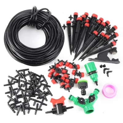  5m~25m DIY Riego por Goteo ajustable rojo Kit de 8 hoyos Dripper planta de jardín Riego automático de rociadores Micro hidratante
