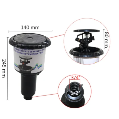 Impacto de riego en jardín 1/2&quot;, 3/4&quot; Inlet Impulse rociador de ventanas emergentes