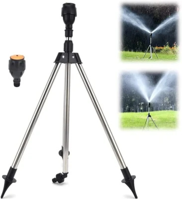  Riego metálico ajustable rociador de impacto giratorio Tripod