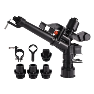  Plástico 1,5 pulgadas rosca hembra impacto rociador de impacto tierras de cultivo ajustables césped Pistola de lluvia para riego