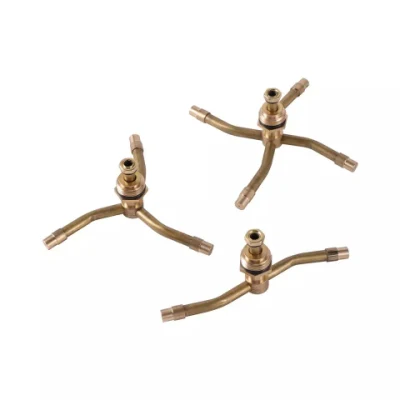 Rosca macho de 1/2 pulgada 2 3 4 brazos giratorios de latón de 360 grados de rociadores de agua para riego de césped de la granja