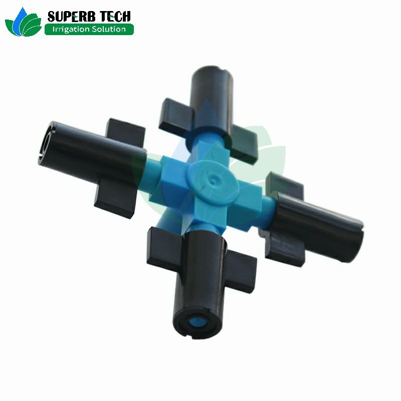 Four Outlet Fogger Mister Water Sprinkler for Garden Irrigation Drip Watering 360 Degree Sprinkling Jet