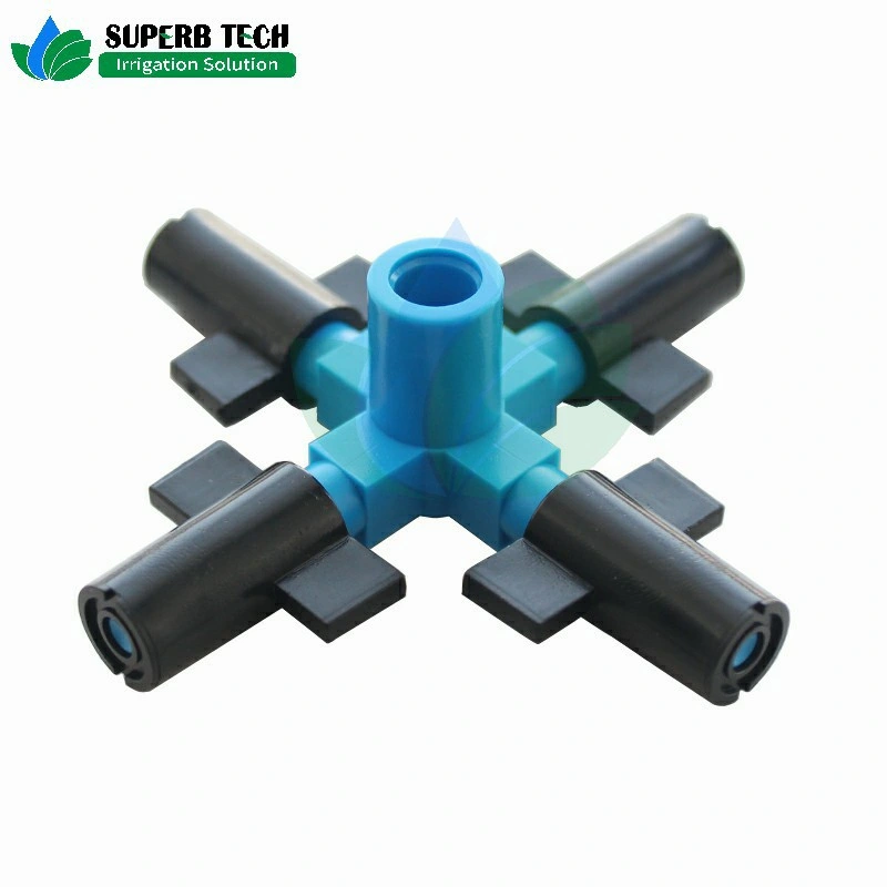 Four Outlet Fogger Mister Water Sprinkler for Garden Irrigation Drip Watering 360 Degree Sprinkling Jet