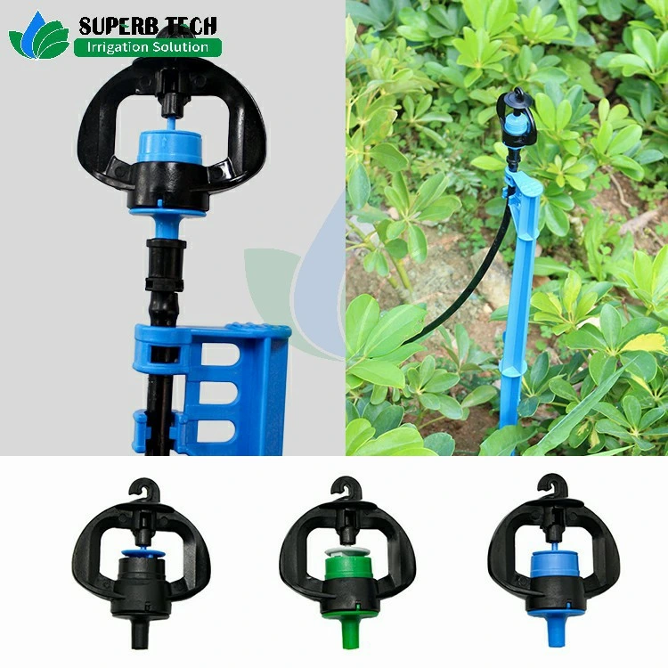 Micro Sprinkler with Stake for Irrigation System Water Sprinkling Sprayer with Support 360 or 180 Degree Rotating Sprinkler