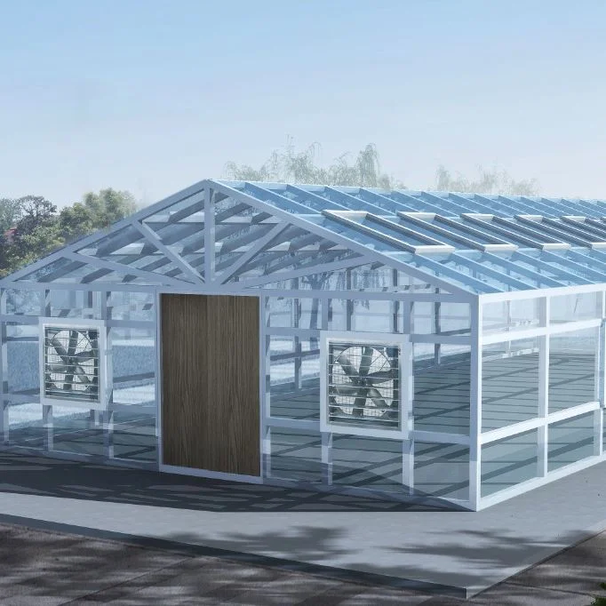 Garden Greenhouse with Hydroponic System Glass Greenhouse