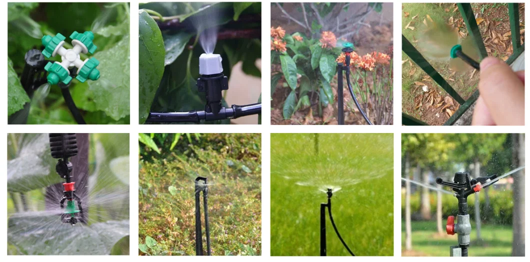 Drip Irrigation Set Mini Aspersores 360 Gear Garden Sprinkler Head with Spike/Stake/Stand Assembly