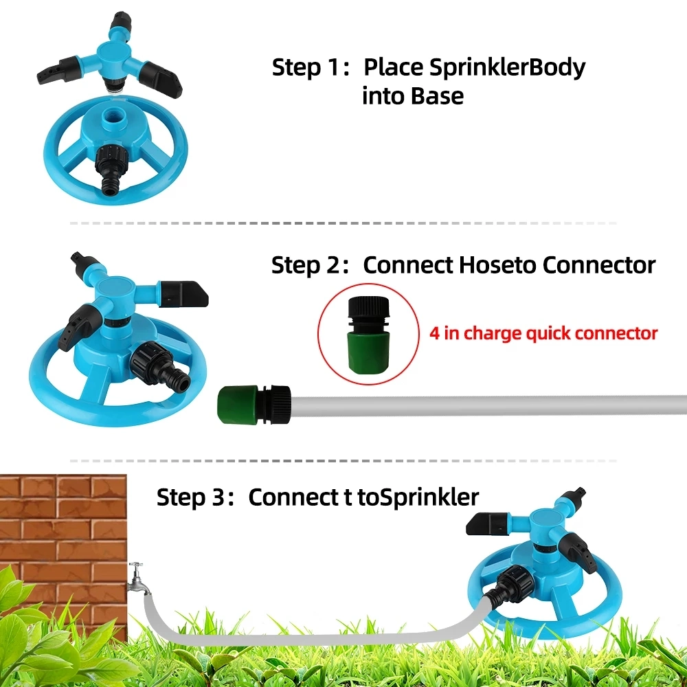 Garden Lawn Sprinkler Head Household 360 Automatic Rotating Agricultural Plastic Roof Cooling Sprinkler Spray Head