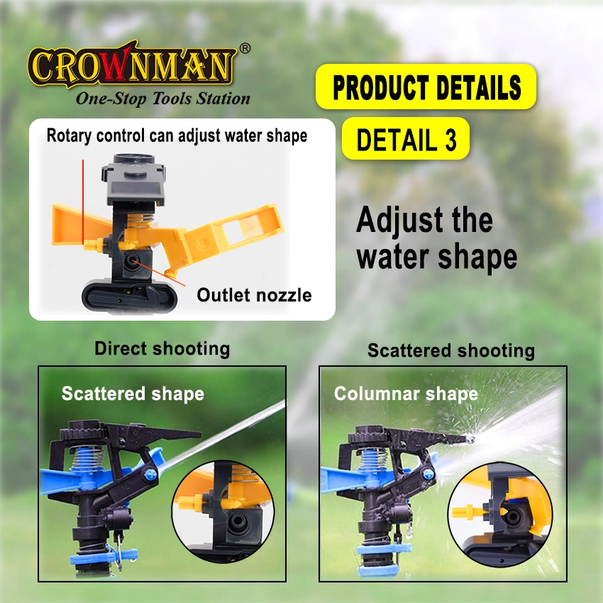 Crownman Garden Tools, Impulse Sprinkler with Zinc Alloy Spike