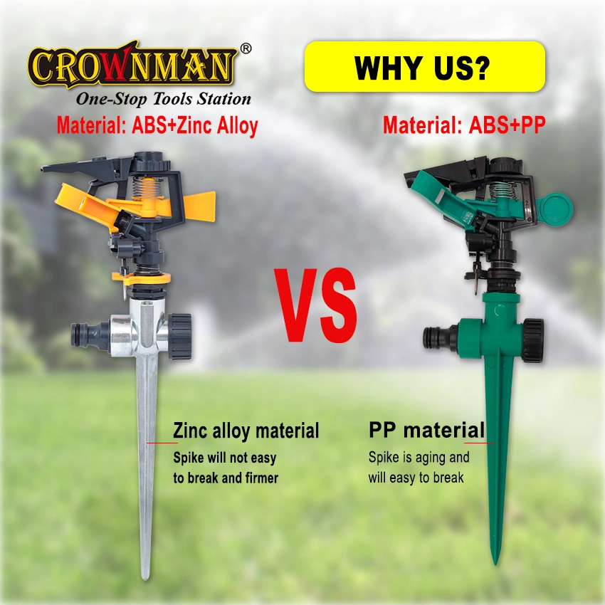 Crownman Garden Tools, Impulse Sprinkler with Zinc Alloy Spike