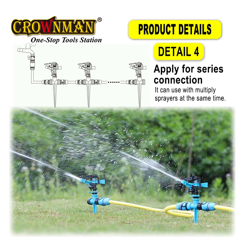 Crownman Garden Tools, Impulse Sprinkler with Zinc Alloy Spike