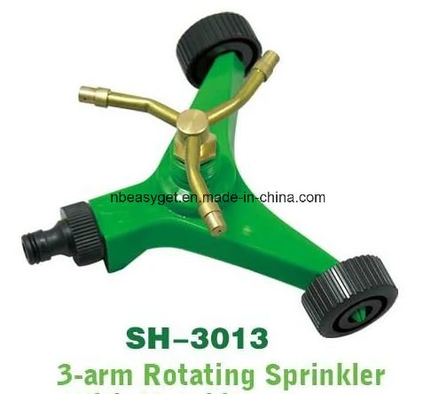 3-Arm Rotary Sprinkler for Lawn Watering, Metal Wheel Base Esg10096