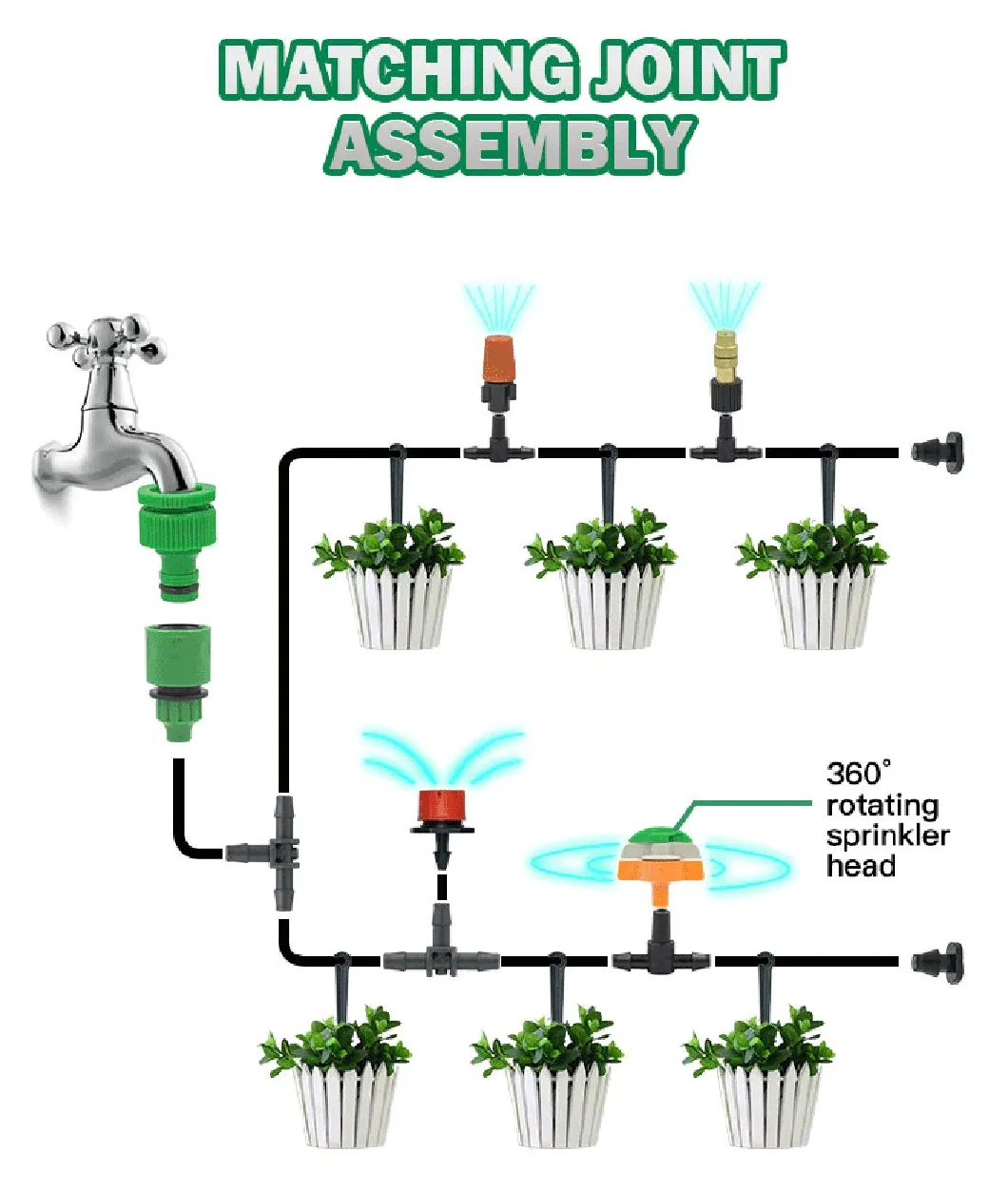 Greenhouse Hanging Micro-Spray Refraction Atomization Cooling Sprinkler Garden Upside-Down Micro-Nozzle