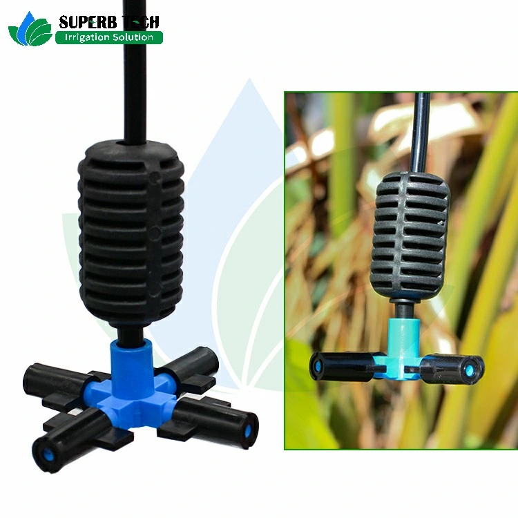 Four Outlet Fogger Mister Water Sprinkler for Garden Irrigation Drip Watering 360 Degree Sprinkling Jet