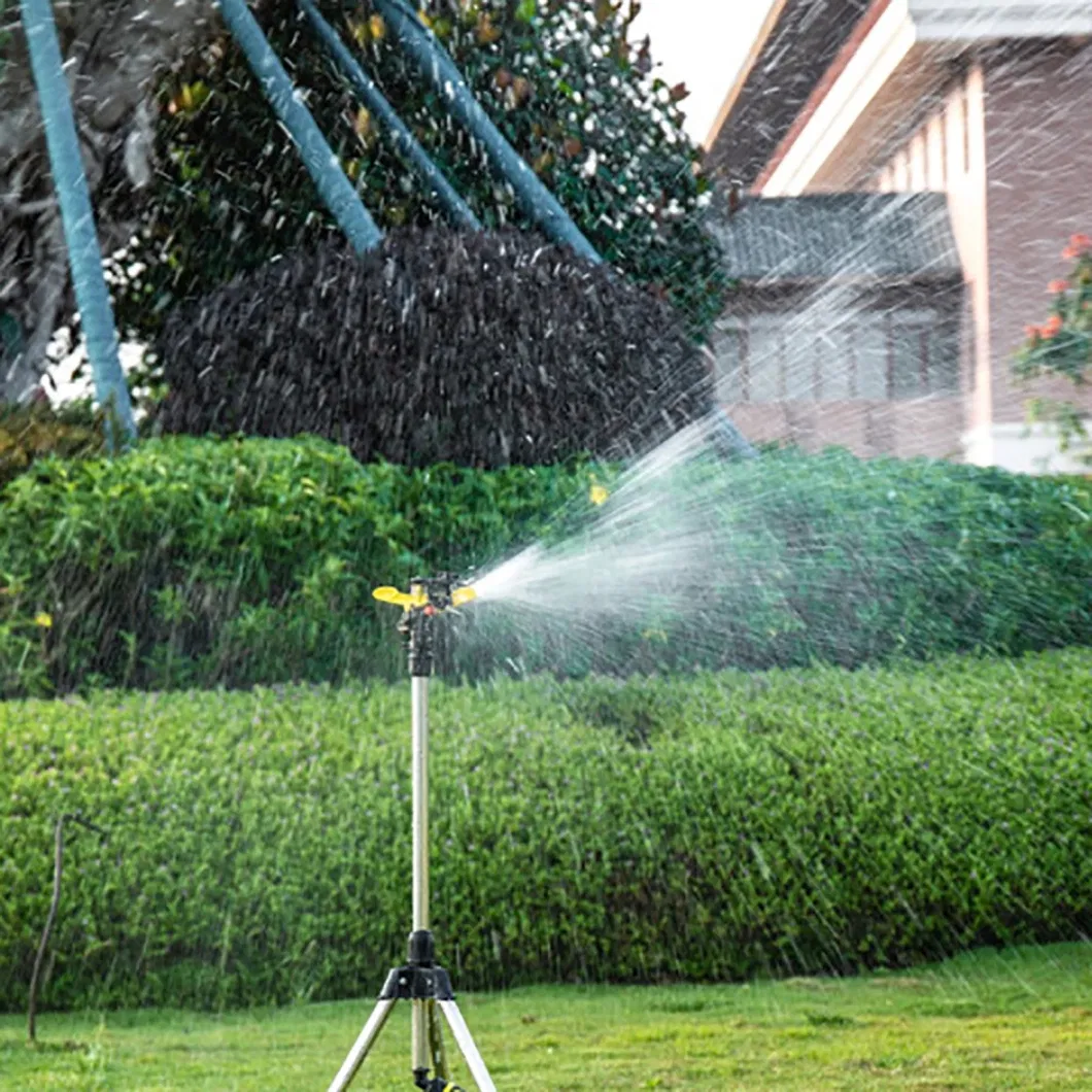 Garden Lawn 360 Degree Rocker Water Nozzle Automatic Rotating Sprinkler with Telescopic Tripod