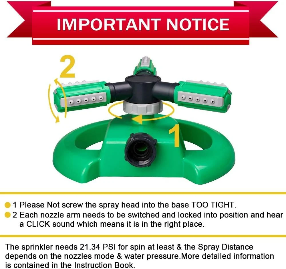 Hot Sale Automatic Water 360 Degree Rotation System Coverage Yard Garden Sprinkler