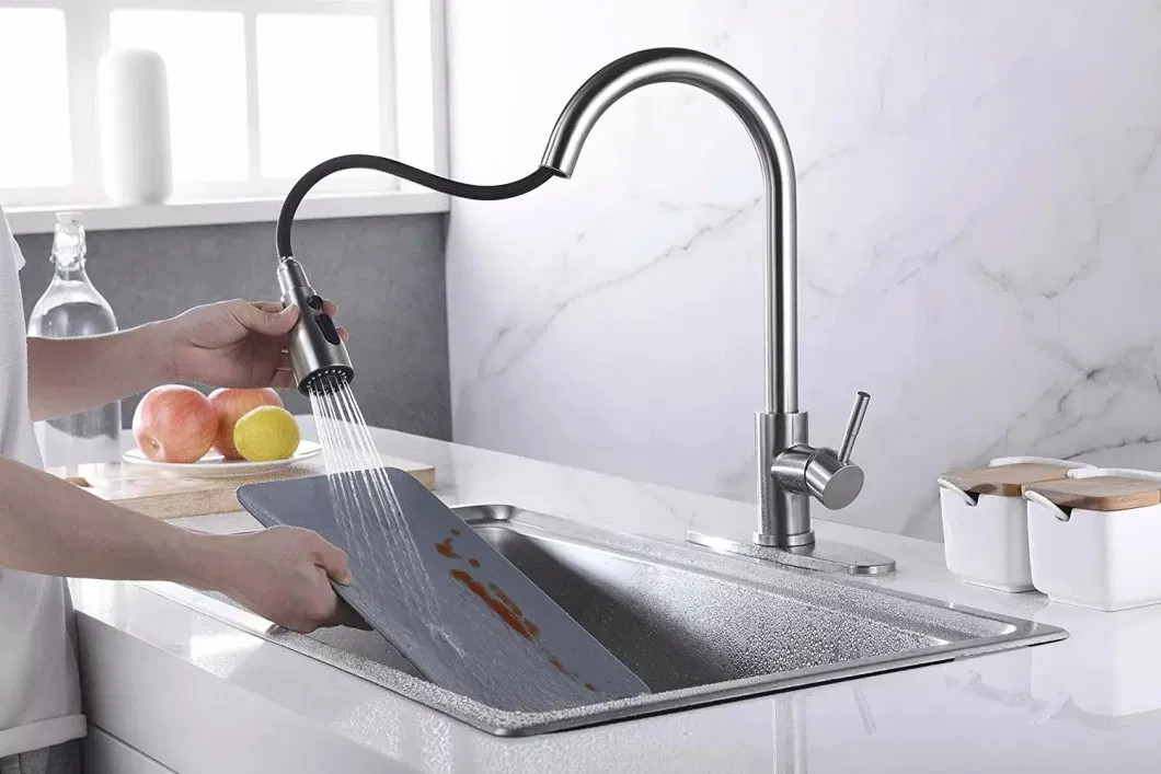 Cupc Magnetic High Arc Pull out Brushed Nickel Kitchen Faucet, Pull Down 3-Function Sprayer with Aquablade Mode