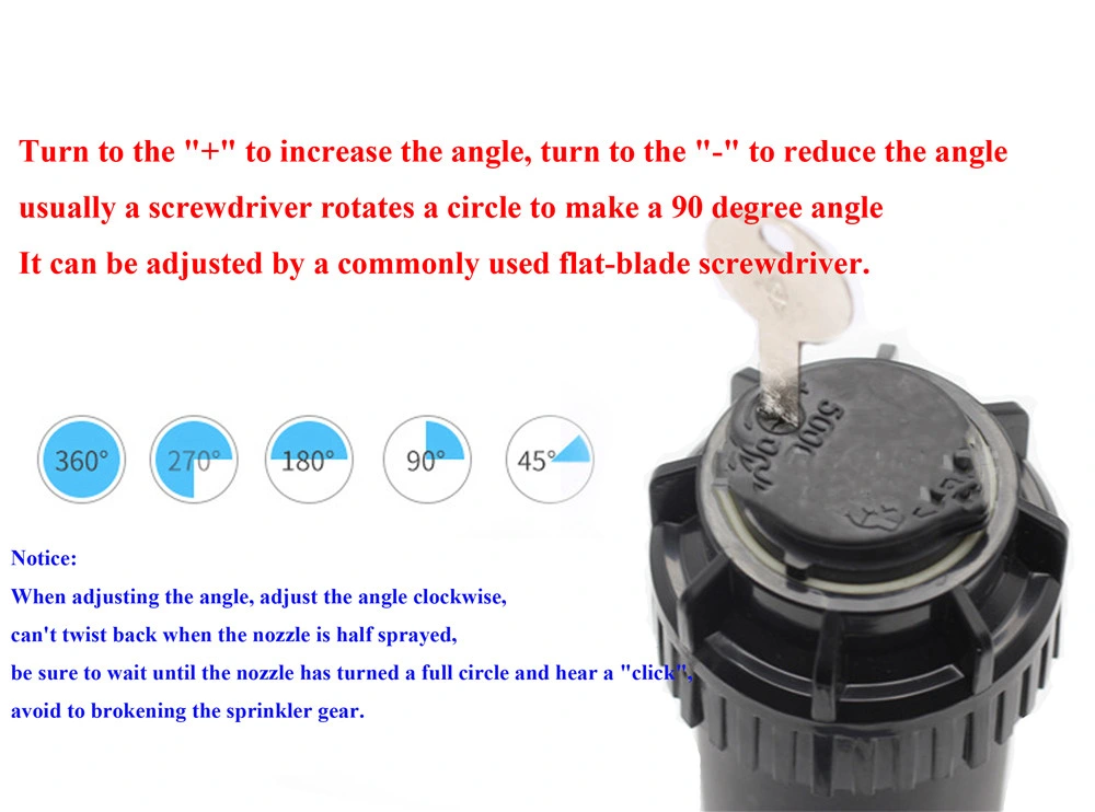 3/4 Inch Female Thread Adjustable 40~360 Degree Gear Drive Pop-up Sprinkler for Garden Lawn