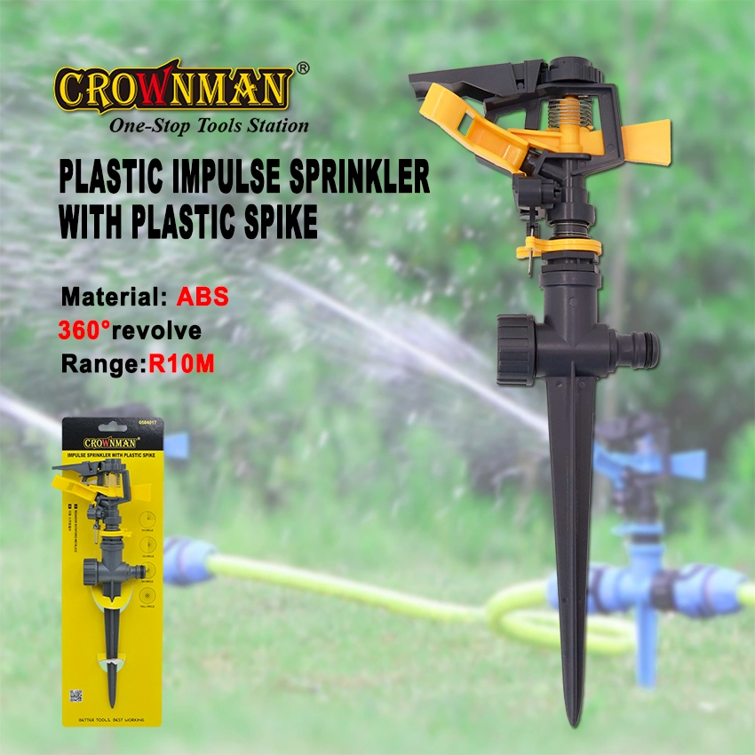 Crownman Garden Tools Impulse Sprinkler with Plastic Spike ABS Material for Irrigation