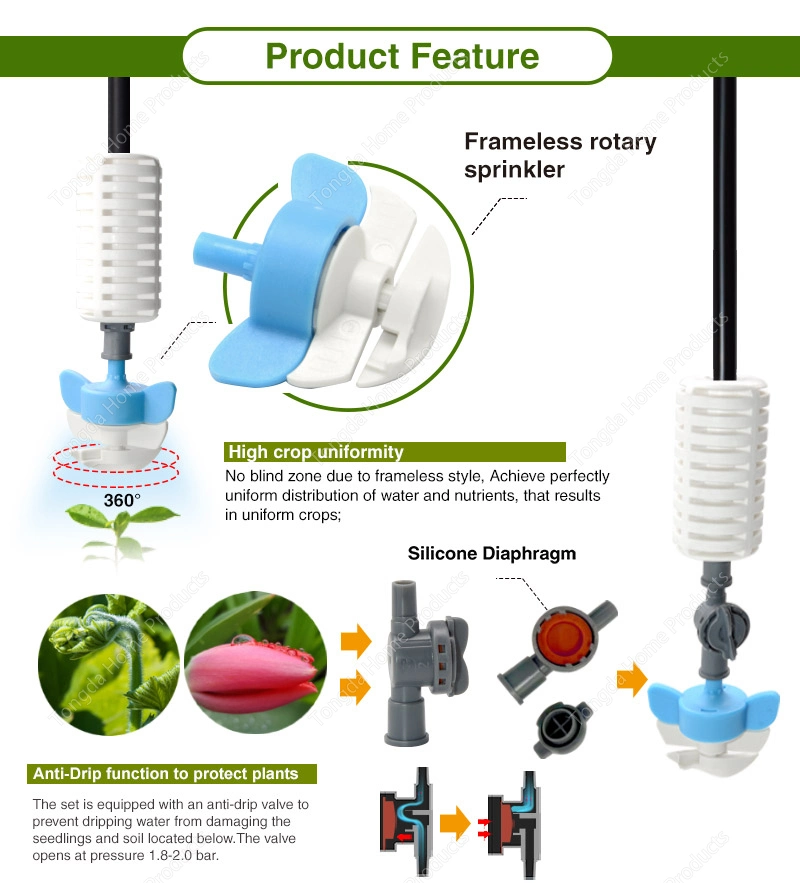 Greenhouse Hanging Micro-Spray Refraction Atomization Cooling Sprinkler Garden Upside-Down Micro-Nozzle