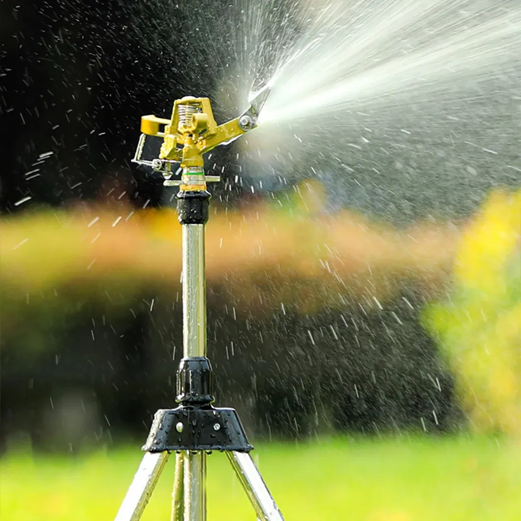 Garden Lawn 360 Degree Rocker Water Nozzle Automatic Rotating Sprinkler with Telescopic Tripod