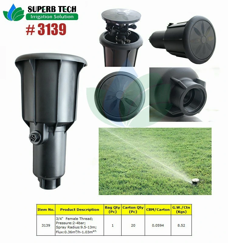 360 Degrees Female Thread Rotating Impact Pop up Sprinklers for Greenhouse Irrigation