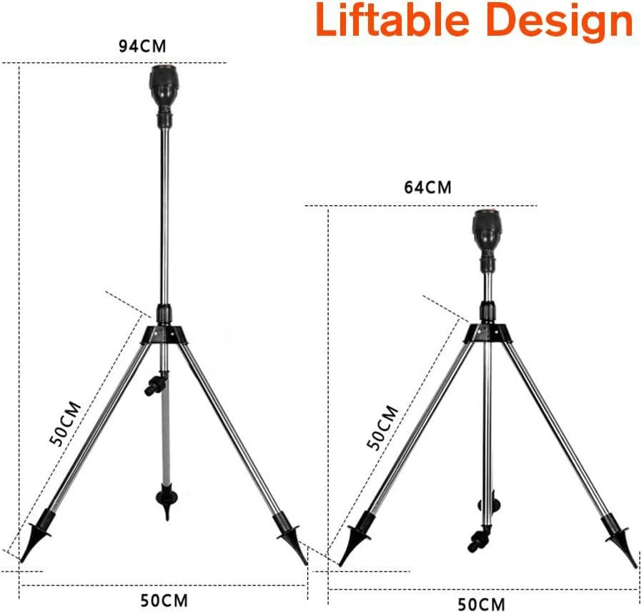 Adjustable Metal Irrigation Rotating Tripod Impact Sprinkler