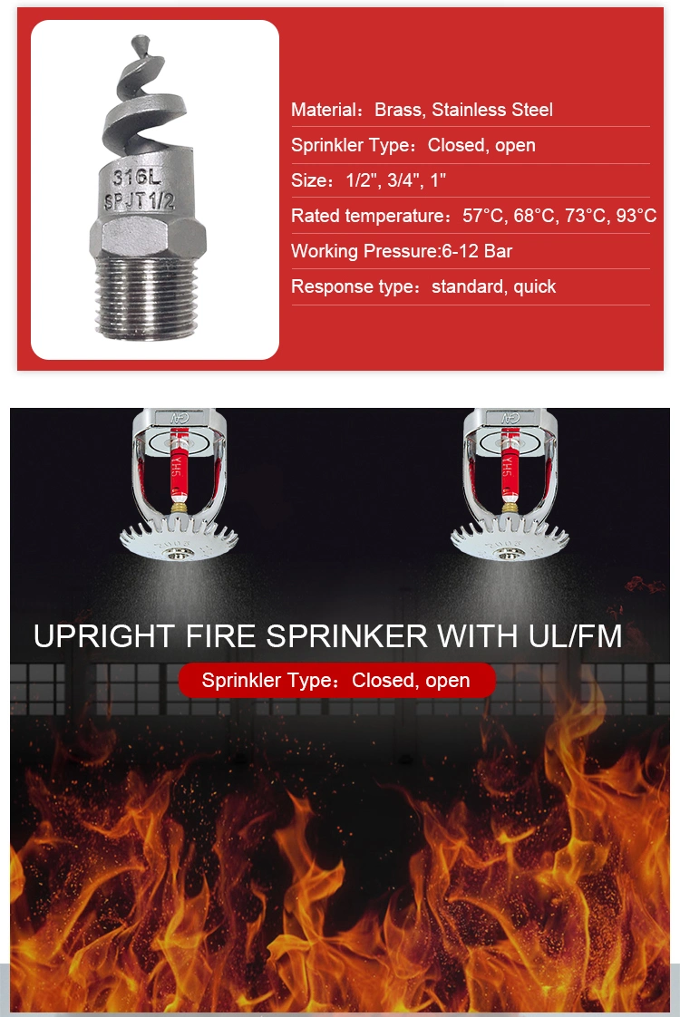 UL Listed Quick Response 3.0mm Brass Glass Ball Fire Sprinkler Upright Sprinkler