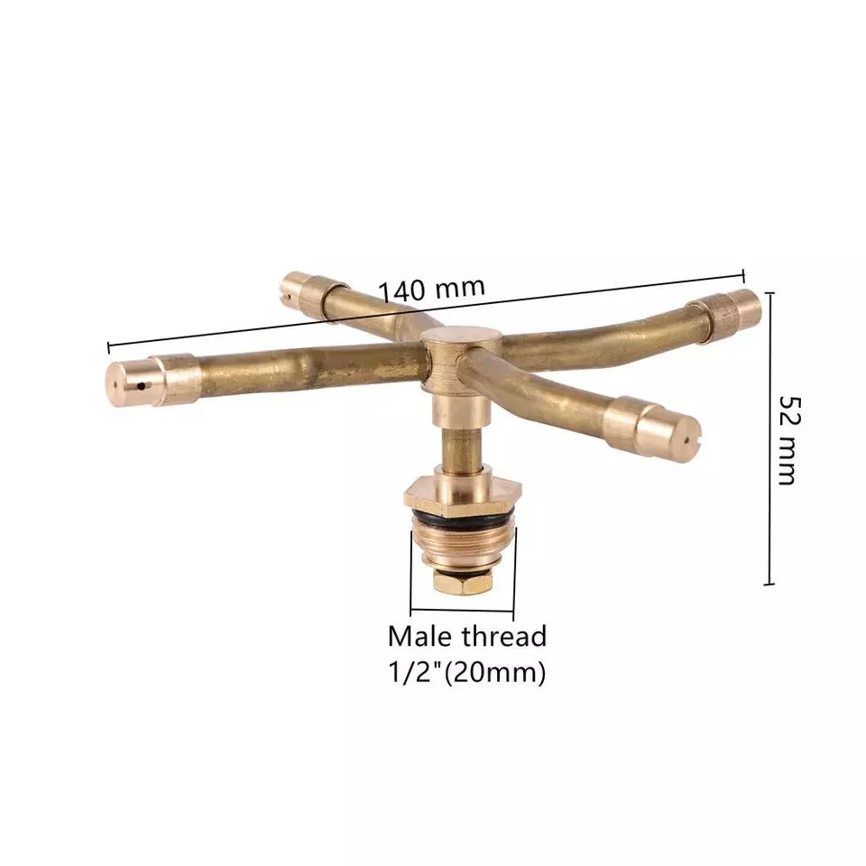 1/2 Inch Male Thread 2 3 4 Arms 360 Degree Brass Rotating Water Sprinkler for Farm Lawn Irrigation