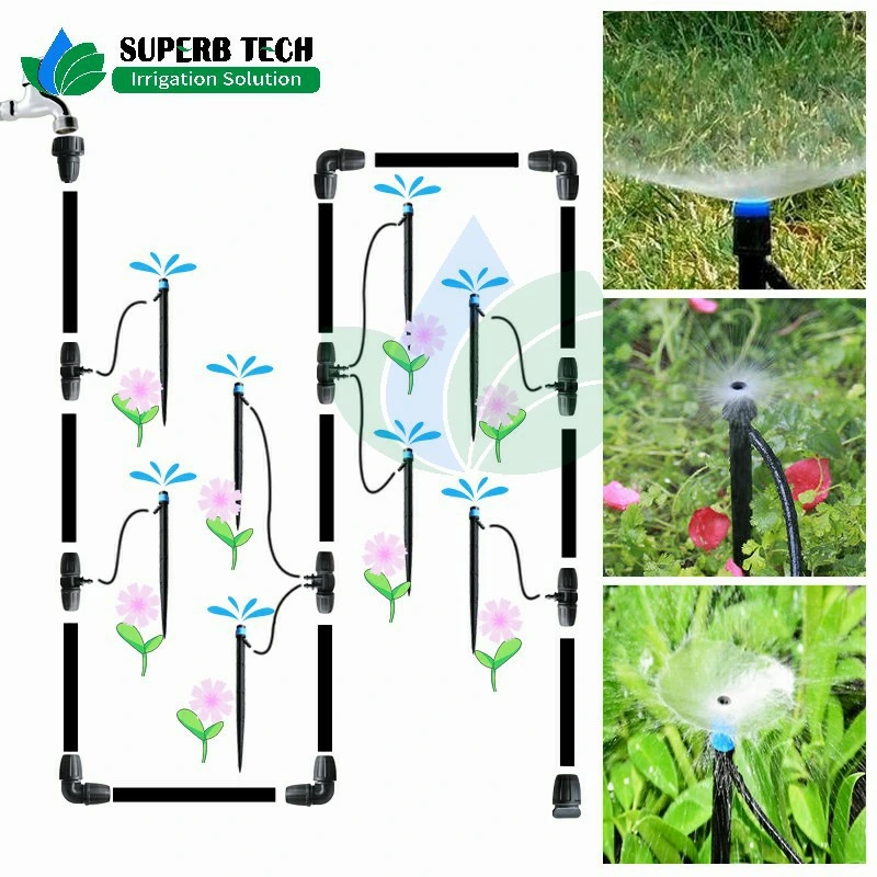 360 Degrees Adjustable Garden Bubbler Dripper with Stake for Agriculture Irrigation